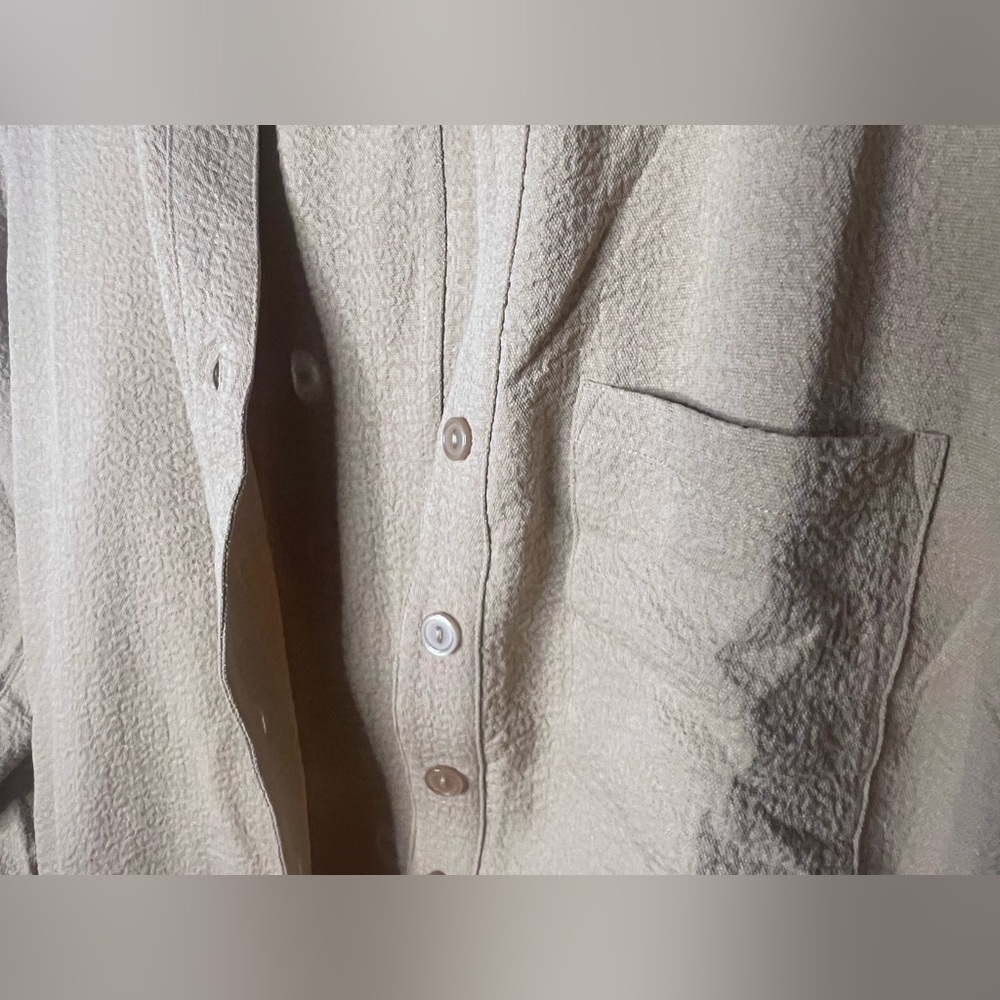 Onia | NWT women’s medium | gauze button down romper in sand, long sleeve - Picture 3 of 6